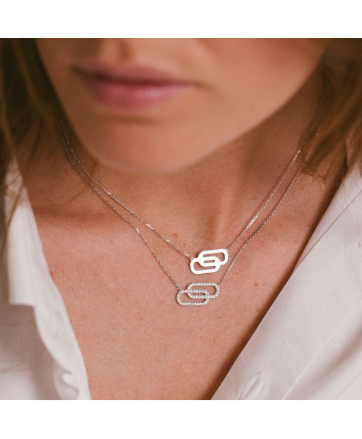 Tandem necklace in white gold