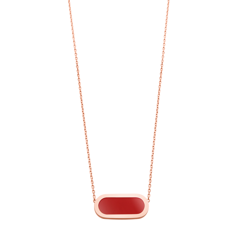 Collier So Shocking Primavera en or rose et laque rouge