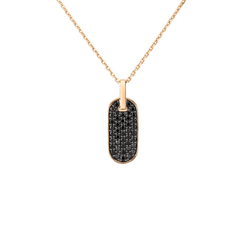 Collier Singulière vertical en or rose et diamants noirs