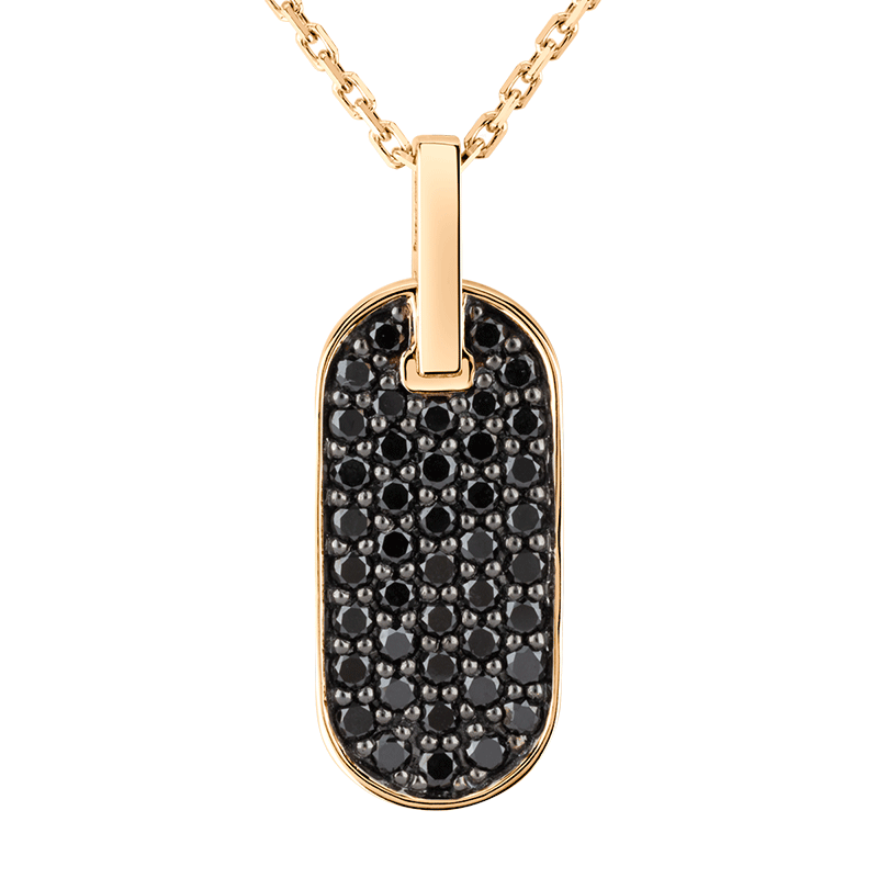 Collier Singulière vertical en or rose et diamants noirs