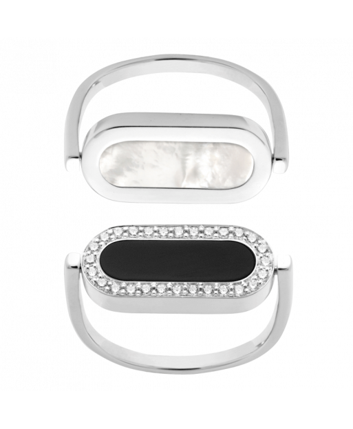 Bague So Shocking réversible Inverso en or blanc nacre onyx et diamants