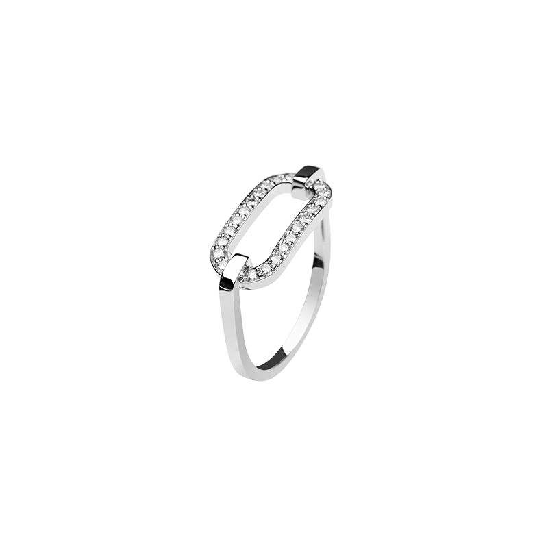 Bague So Shocking Lune di miele en or blanc et diamants