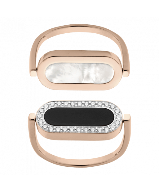 Bague So Shocking réversible Inverso en or rose nacre onyx et diamants