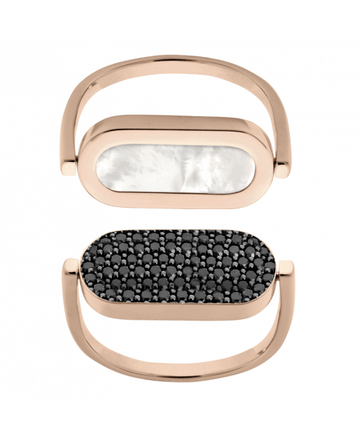 Bague So Shocking réversible Inverso en or rose nacre et diamants noirs
