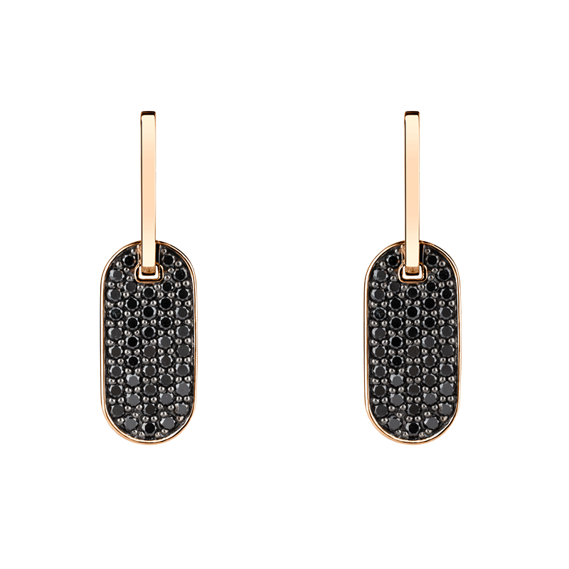 Boucles d'oreilles So Shocking Lune di miele en or rose et diamants noirs