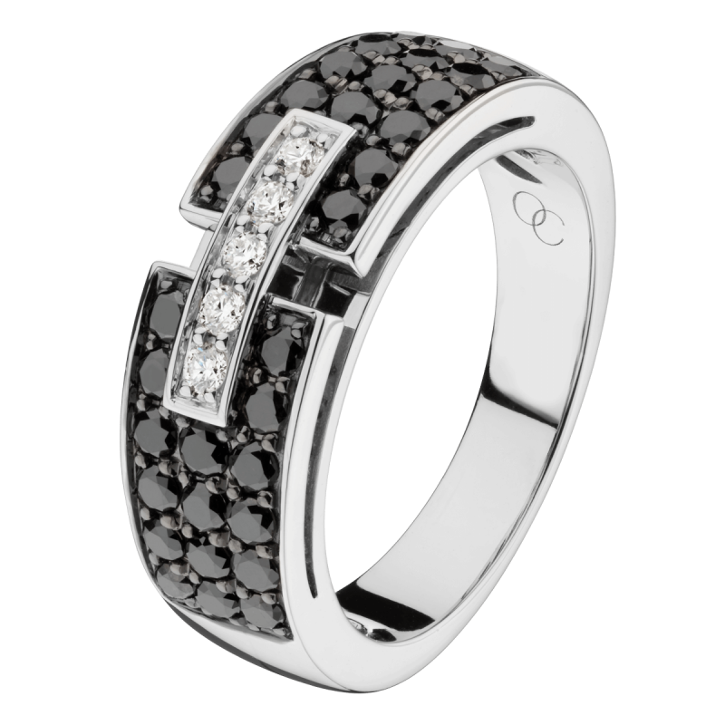 Bague So Shocking Capriccio petit modèle en or blanc et diamants noirs