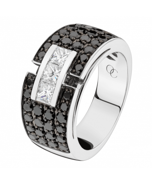 Bague So Shocking Capriccio grand modèle en or blanc et diamants noirs