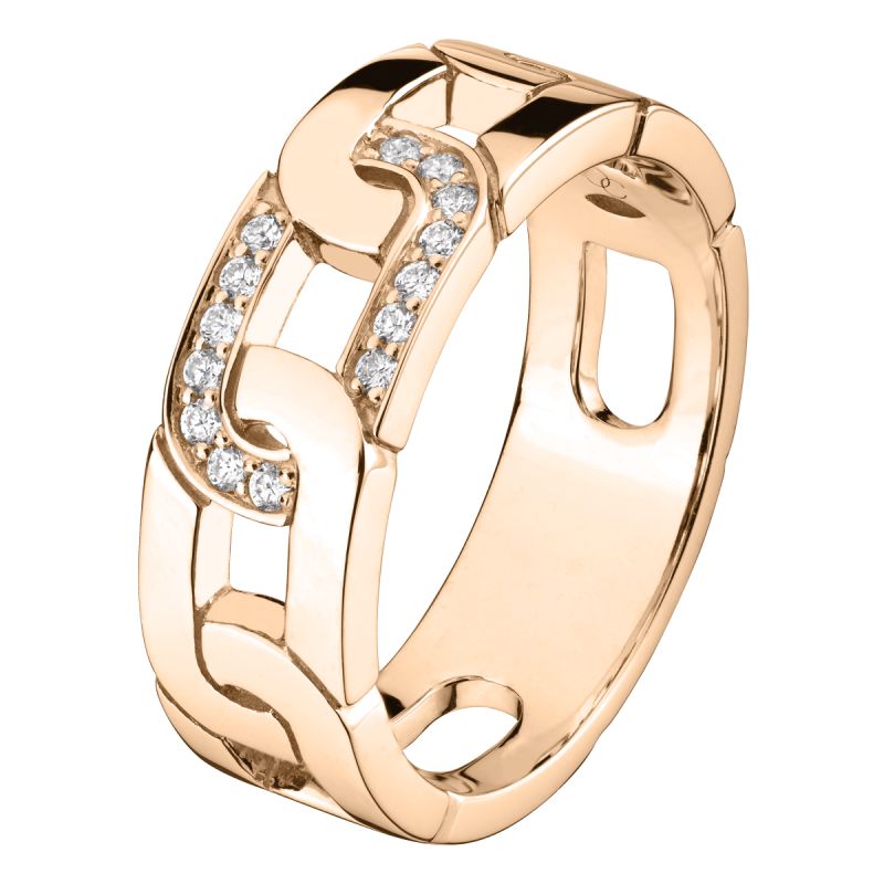 Enchaîne-Moi Ring in pink gold and diamond-paved buckle