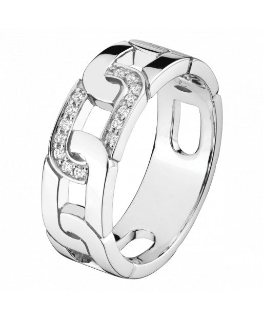 Anillo Enchaîne-Moi de oro blanco con hebilla engastada con diamantes