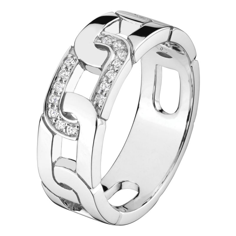 Ring Enchaîne-Moi in white gold with diamond buckle