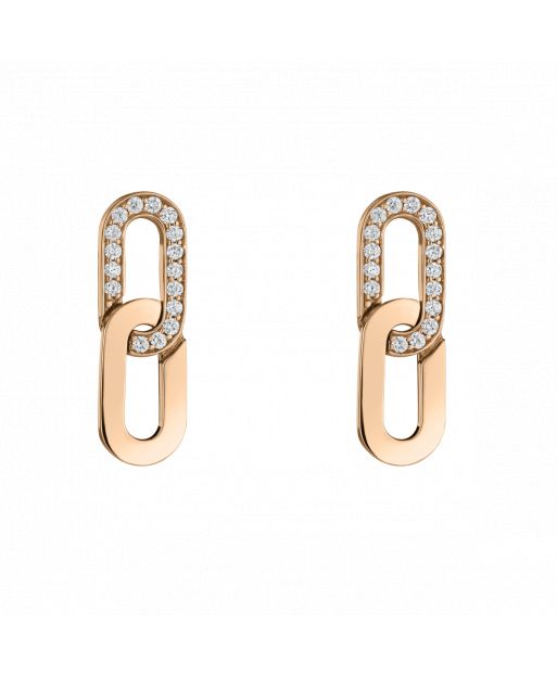 Boucles d'oreilles Enchaîne-Moi en or rose et diamants