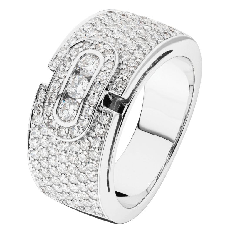 Bague Emotion Trilogie en or blanc pavage diamants SOREM7DXXW