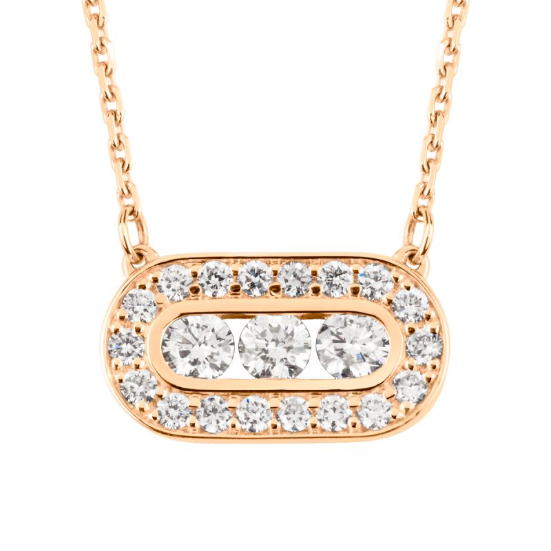 Collier Emotion Trilogie en or rose et diamants