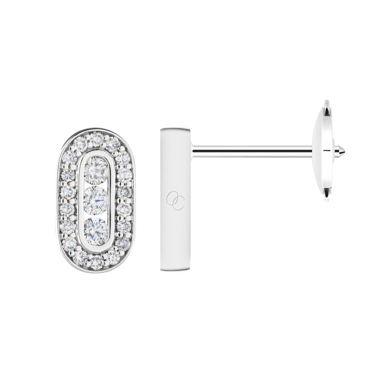 Boucles d'oreilles Emotion Trilogie en or blanc et diamants SOEEM1DXXW