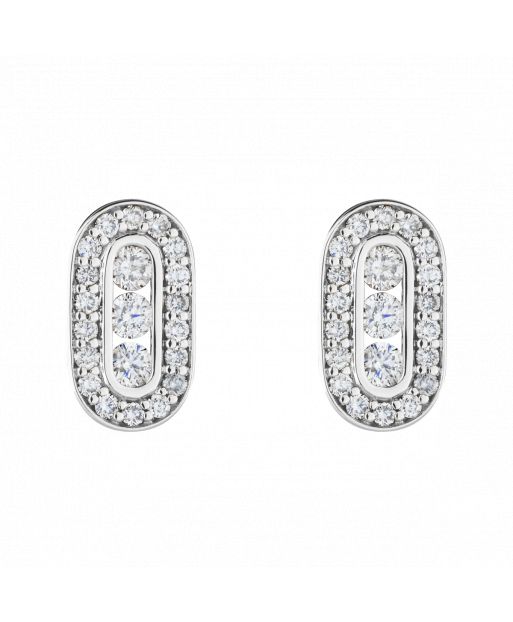 Boucles d'oreilles Emotion Trilogie en or blanc et diamants