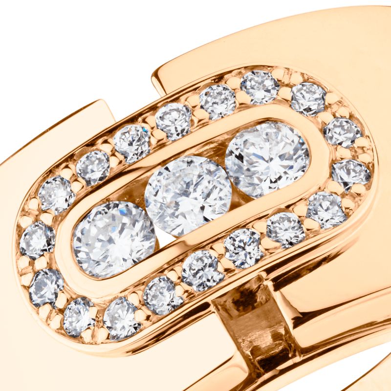 Emotion Trilogy Ring in pink gold and diamonds