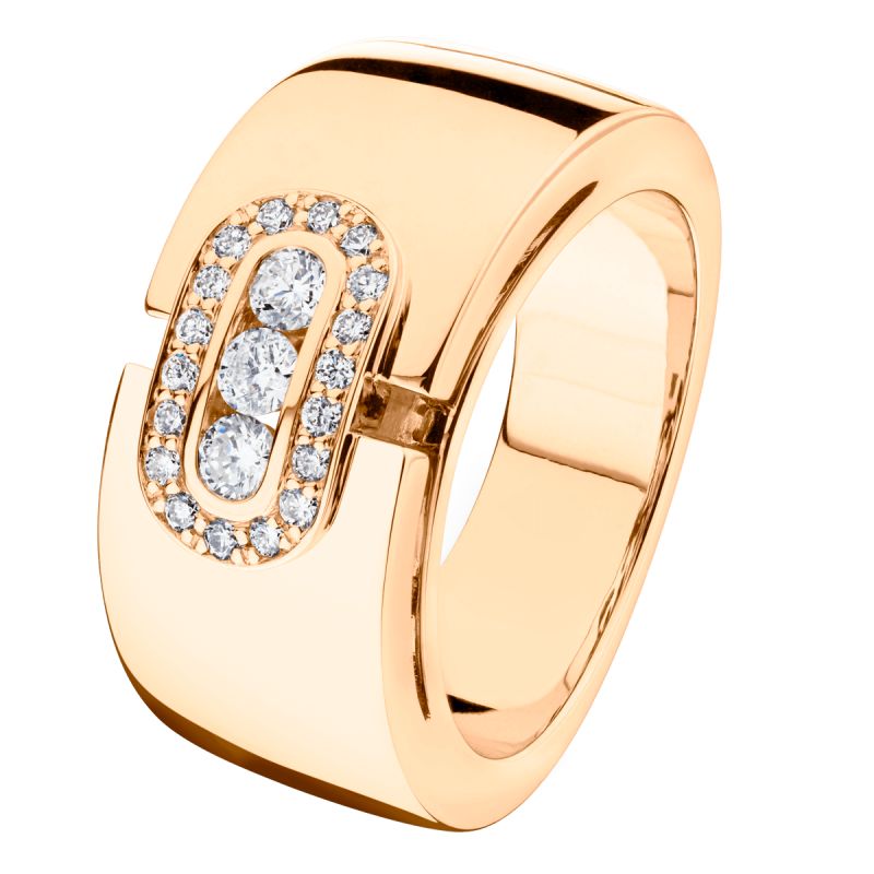 Emotion Trilogy Ring in pink gold and diamonds