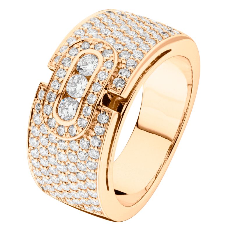 Emotion Trilogy ring in pink gold with diamonds
